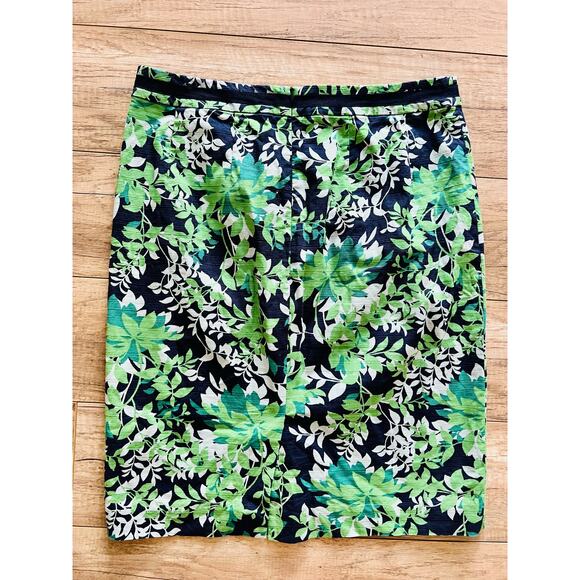 Boden Classic Pencil Skirt Green Navy Botanical Lattice US 10R UK 14R Straight - Picture 5 of 6